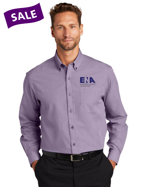 ENA Mens Mini-Check Oxford Shirt Bermuda Purple  - LRG
